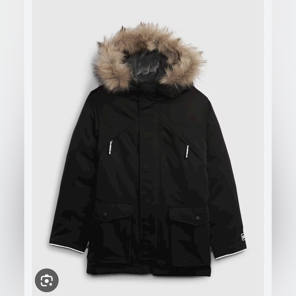 GAP Kids Heavy Weight Parka Jacket Black, size Medium, EUC - Picture 2 of 6
